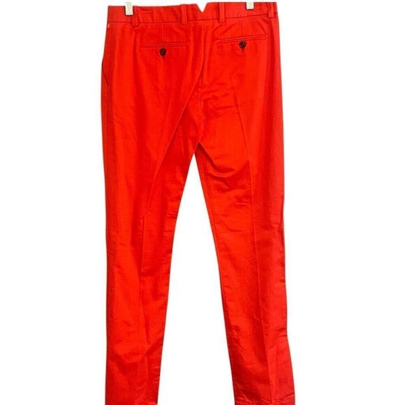 LACOSTE Woman’s  Pubion 100% Cotton Orange Straight Leg Trouser Pants Sz 4 NWT M - Picture 2 of 7